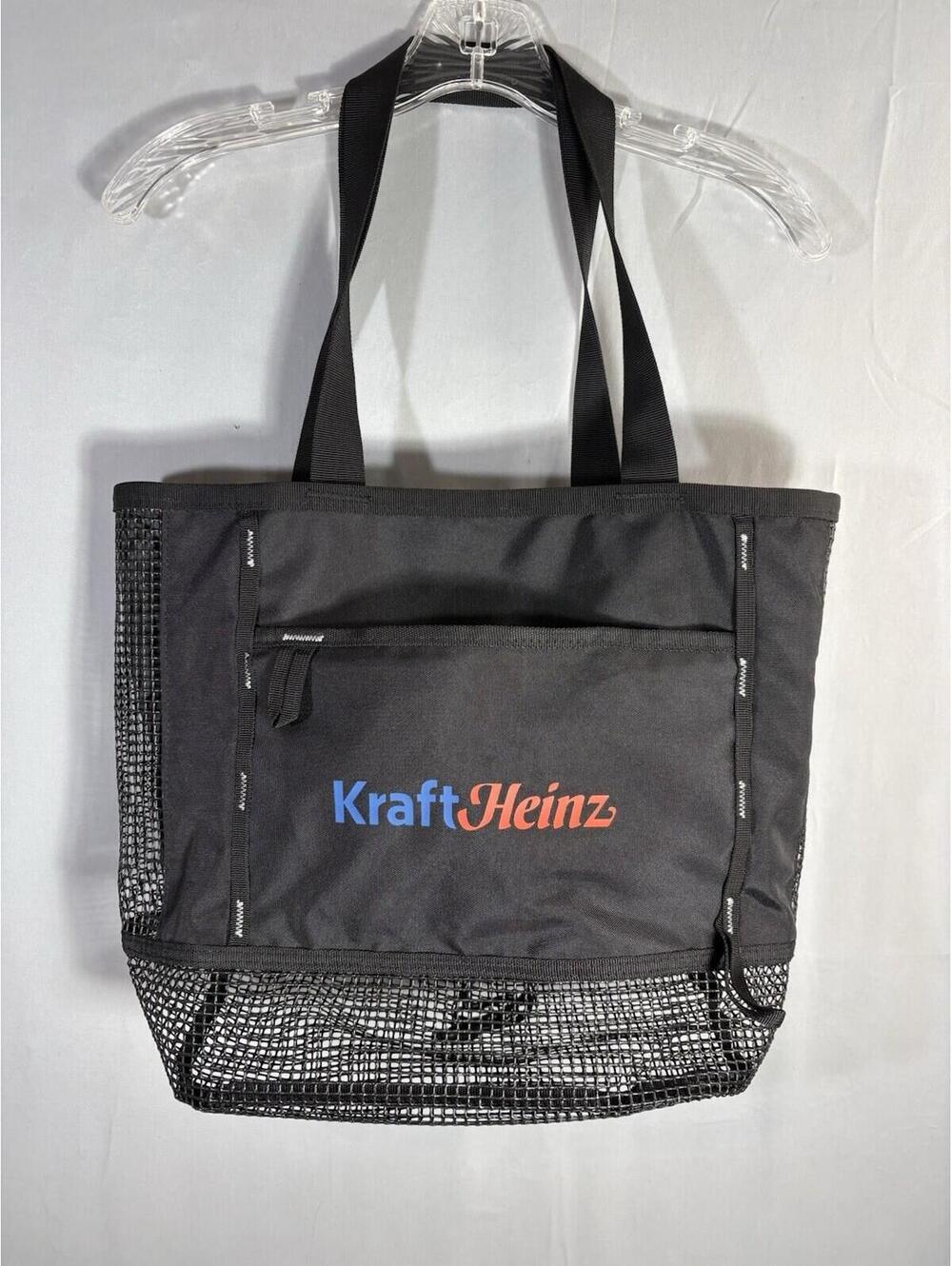 Kraft Heinz Gemline Tote Bag Black Utility Beach Grocery Carry Zip Pocket